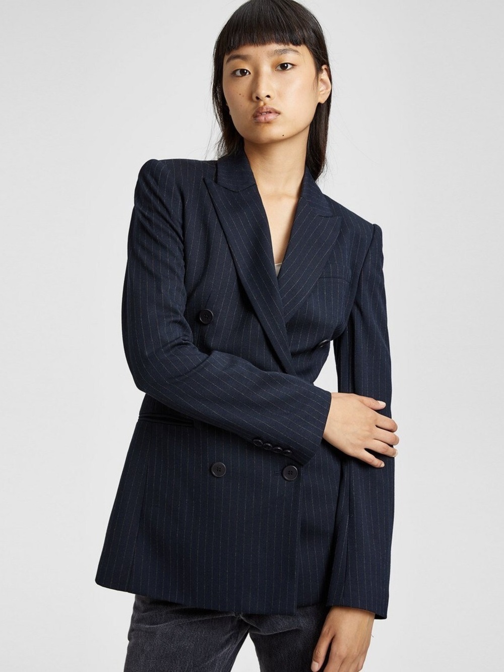 THEORY Women’s Knit Power Jacket Blazer in Deep Navy - 6